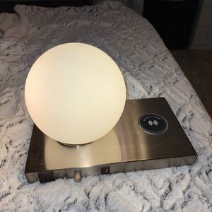 Modern White Globe Lamp with Wireless Charging Base
